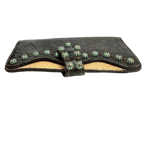 Double J Saddlery Wallet Vintage Rose Brown Tan Leather Mag Snap Closure READ - Picture 9 of 16